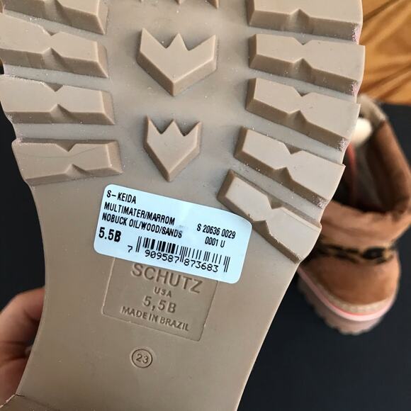 SCHUTZ Keida Leopard Calf Hair Hiking Boots - Picture 9 of 10